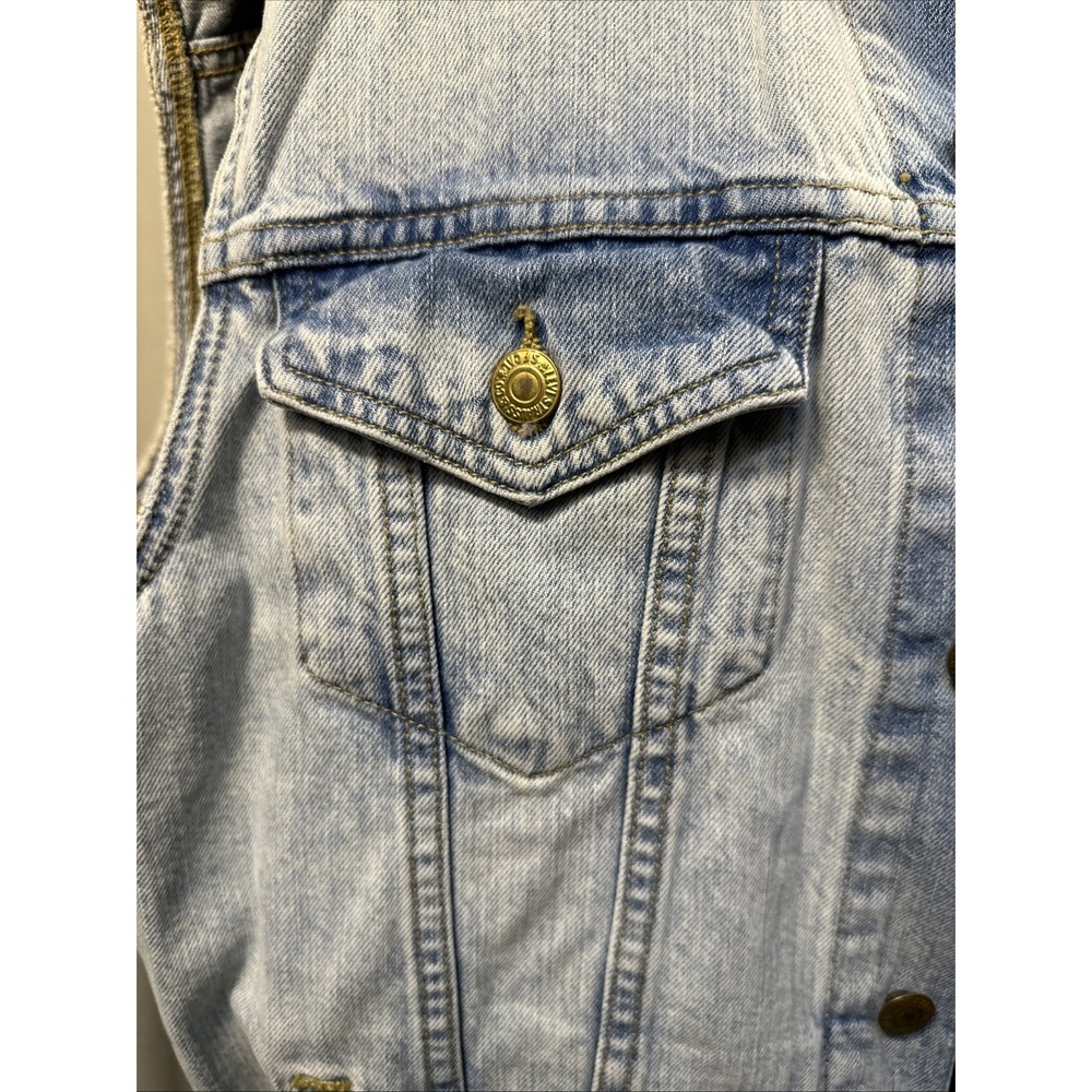 Levi‎ Strauss Trucker Vest Metallica Era 90s Button Up Pockets Light Wash Large - Picture 4 of 8